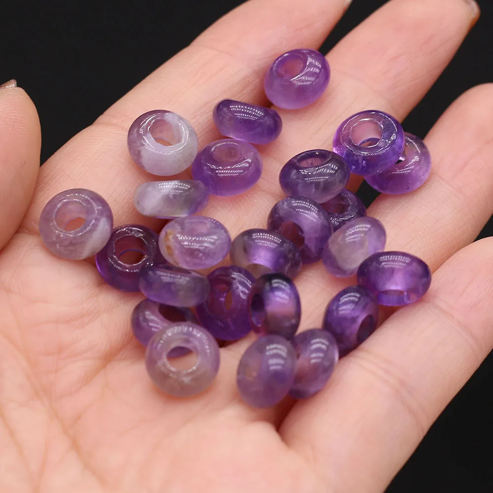 10/20/50pcs Natural Amethysts Beads Big Hole Abacus Shape Loose Beaded for Making DIY Jewelry Necklace Earrings Bracelet 5x10mm