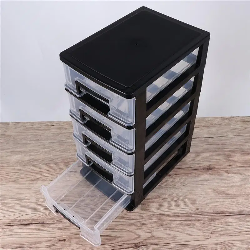 Desktop Storage Box Five-Layer Storage Cabinet Plastic Drawer Type Closet Portable Dustproof Storage Organizer Sundries Holder