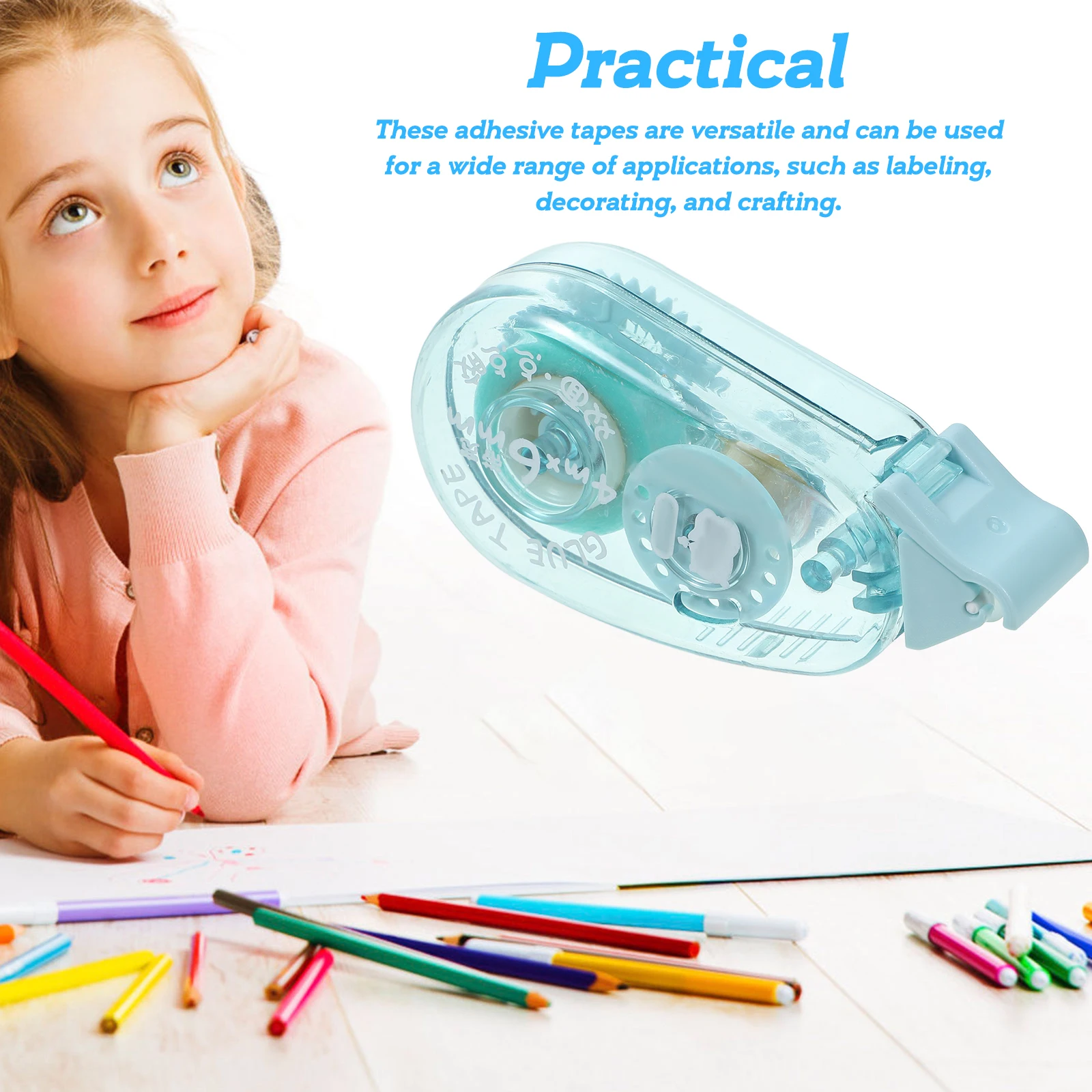 Pointed Double Sided Glue Tape Roller Craft Adhesive High Viscosity Blue Student Use Scrapbook Dot Transparent Two Sided Tape