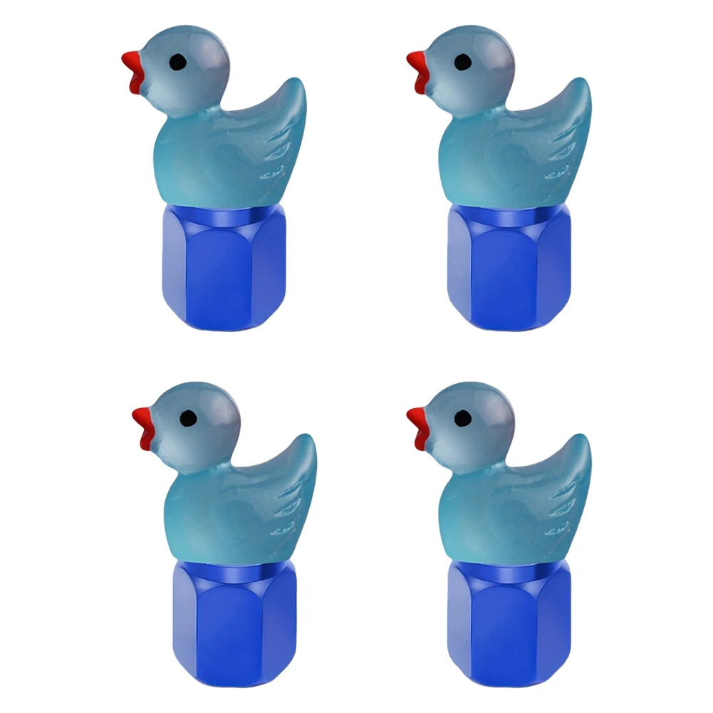 4 قطعة لطيف بطة السيارات قضيب صمام إطار قبعات توهج في الظلام الإطارات صمام قبعات الإطارات صمام الهواء قبعات للسيارات الدراجات النارية والدراجات