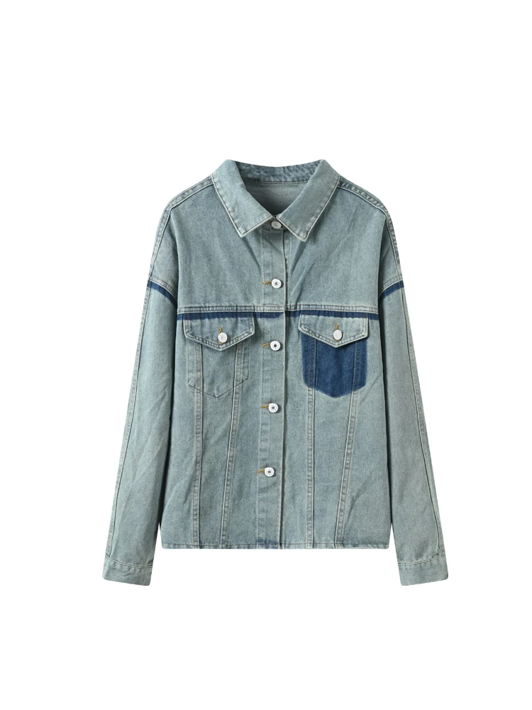 Casualny, długi, dżinsowy sweter damski plus size na wczesną jesień, nowy, wygodny, z charakterem, top dla kobiet plus size...