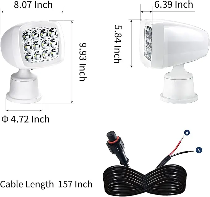 Powerful 60W Highlight Marine LED Search Light 12V 24V Remote Control Multifunction Boat Patrol Spot Lights