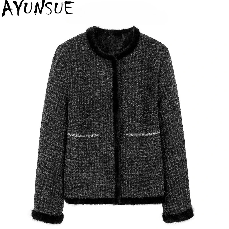 AYUNSUE Reale Cappotto di Pelliccia di Visone Vestiti Delle Donne Cappotti di Pelliccia di Lusso per la Donna Nuovo in Capispalla Vinatge Giacca Invernale Шуба Ж Dön...... 2025