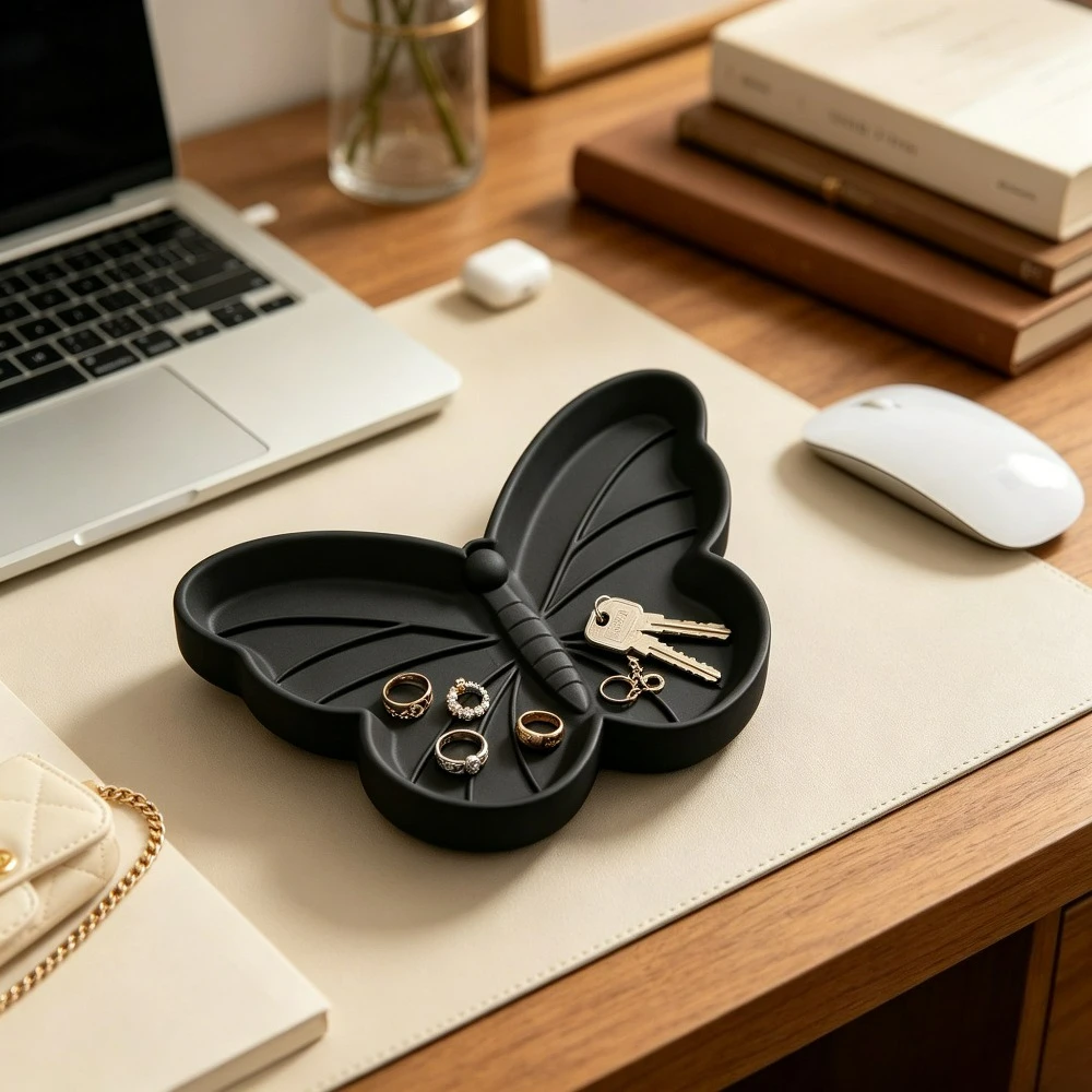 Butterfly Shaped Jewelry Tray,3D Printed Trinket Dish,Key Ring Storage Plate For Vanity,Bedroom,Desktop Tabletop Home Decor