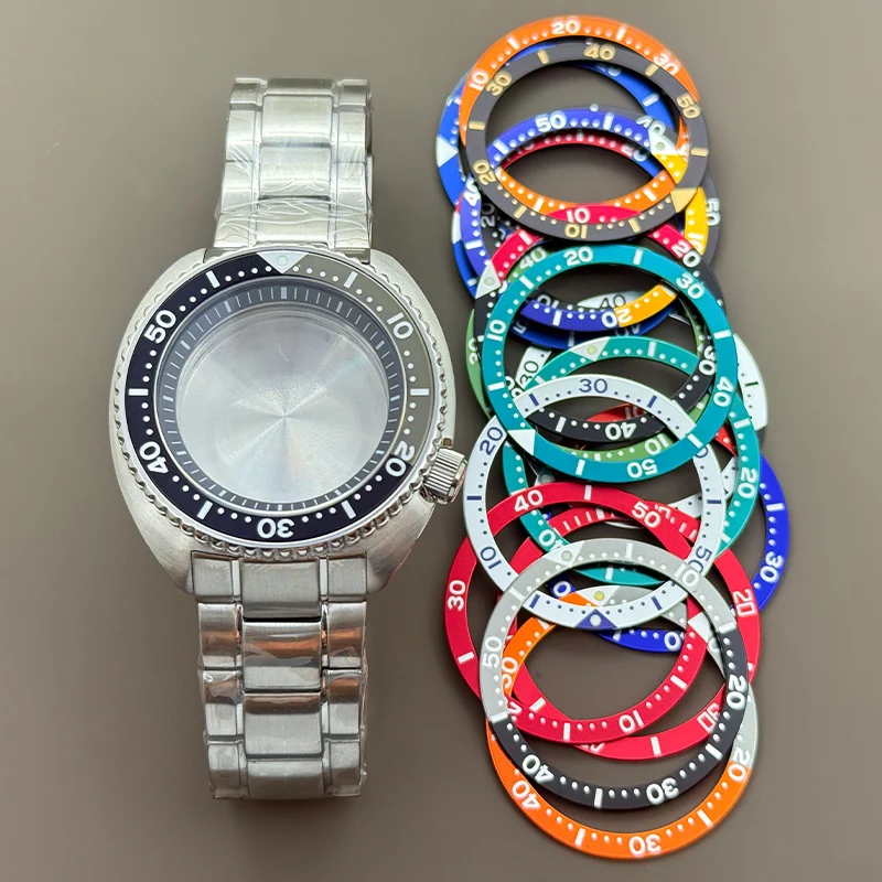 46.5mm Watche Case Bracelet With chapters Ring Sapphire Crystal For NH35 NH36 4R 7S Movt 28.5mm Dial Modified Big abalone Case