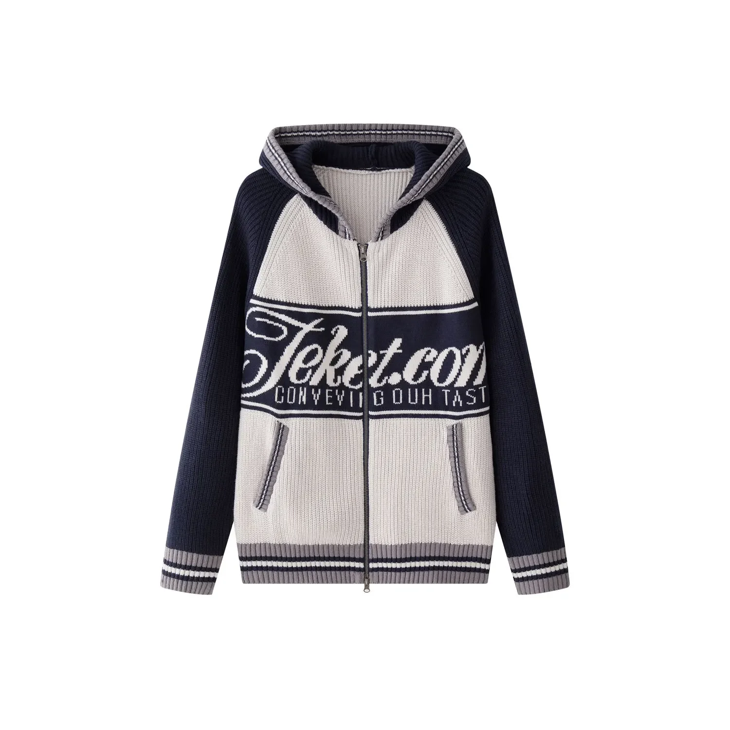 Autumn and winter new American street style retro contrast letter hooded sweater warm sweater jacket for women