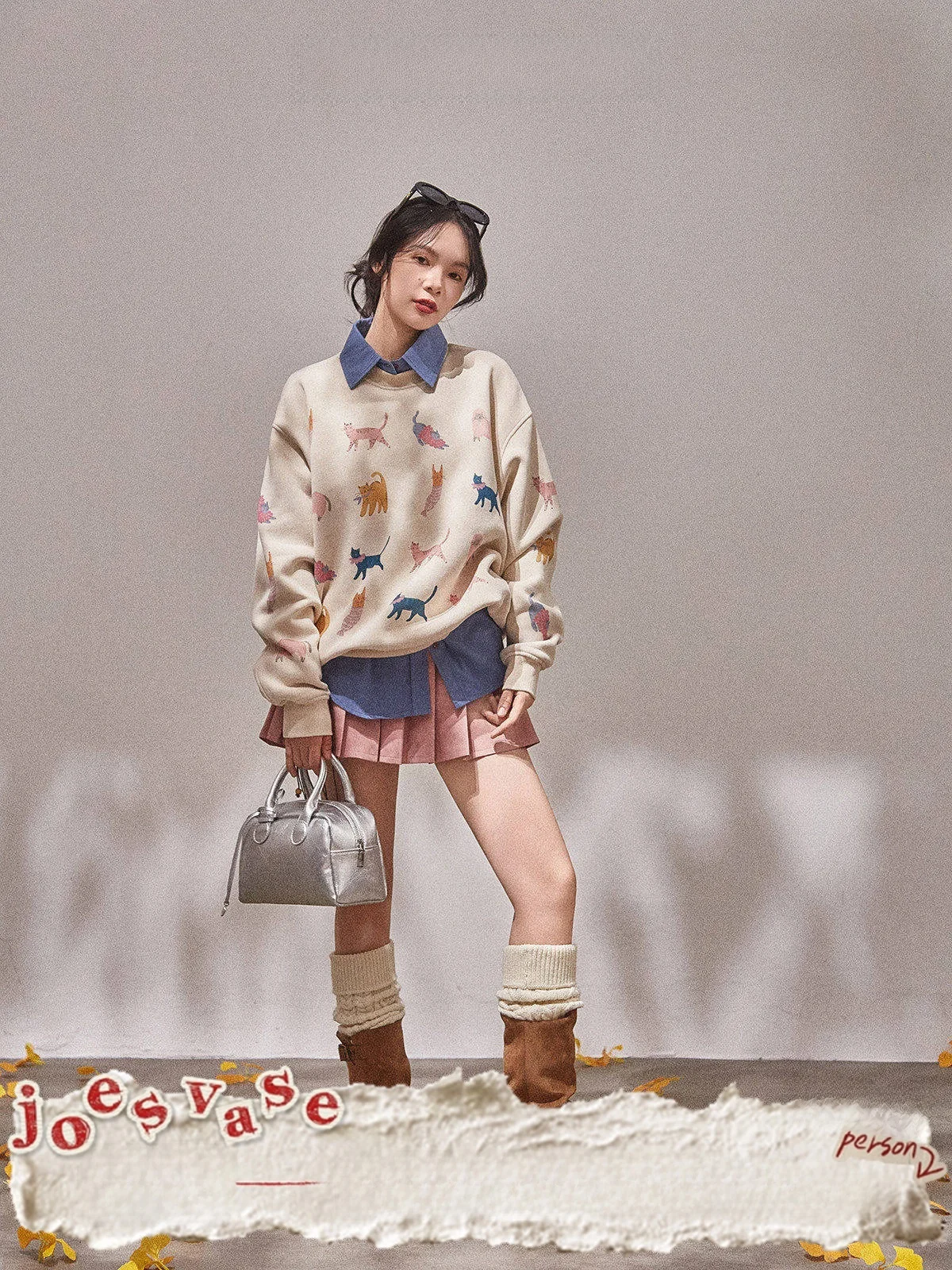 

Свободный женский свитер с круглым вырезом, новинка осени 2025, с мультяшным принтом, удобный, длинный рукав, мягкая ткань