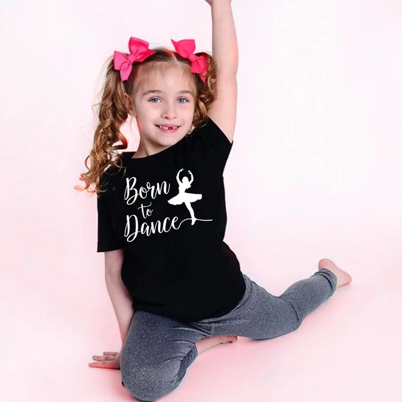 

Born To Dance Print Kids T-shirt Summer Girls Sports Short Sleeve O-neck Casual T Shirt Toddler Children Clothes Tops Tee Shirts