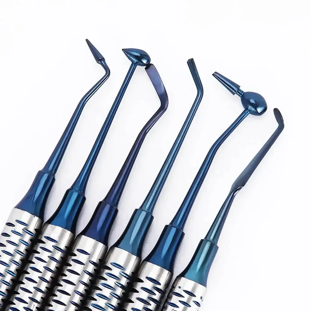

6pcs/set Titanium Plated Head Dental Composite Resin Filling Spatula Resin Filler Thick Handle Dentistry Instrument Material