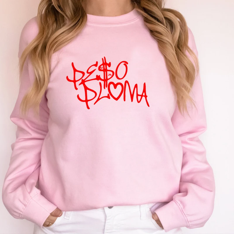 Peso Pluma Letter Women Sweatshirt Long Sleeve Graphic Hoodies Crewneck Jumper Loose Cotton Goth Clothes Unisex Dropshipping
