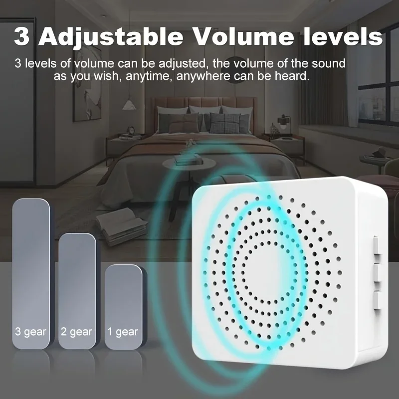 1 Set Outdoor Electronic Wireless USB Doorbell,Remote Control, 38 Ringtones& 3 Volume levels for Elderly Alarm and Calling WHM