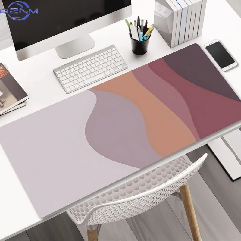 1pc Extra Large Curved Gaming & Office Mouse Pad - Pastel Purple to Pink Gradient HD Printed Design, Non-Slip Premium Base, Prec