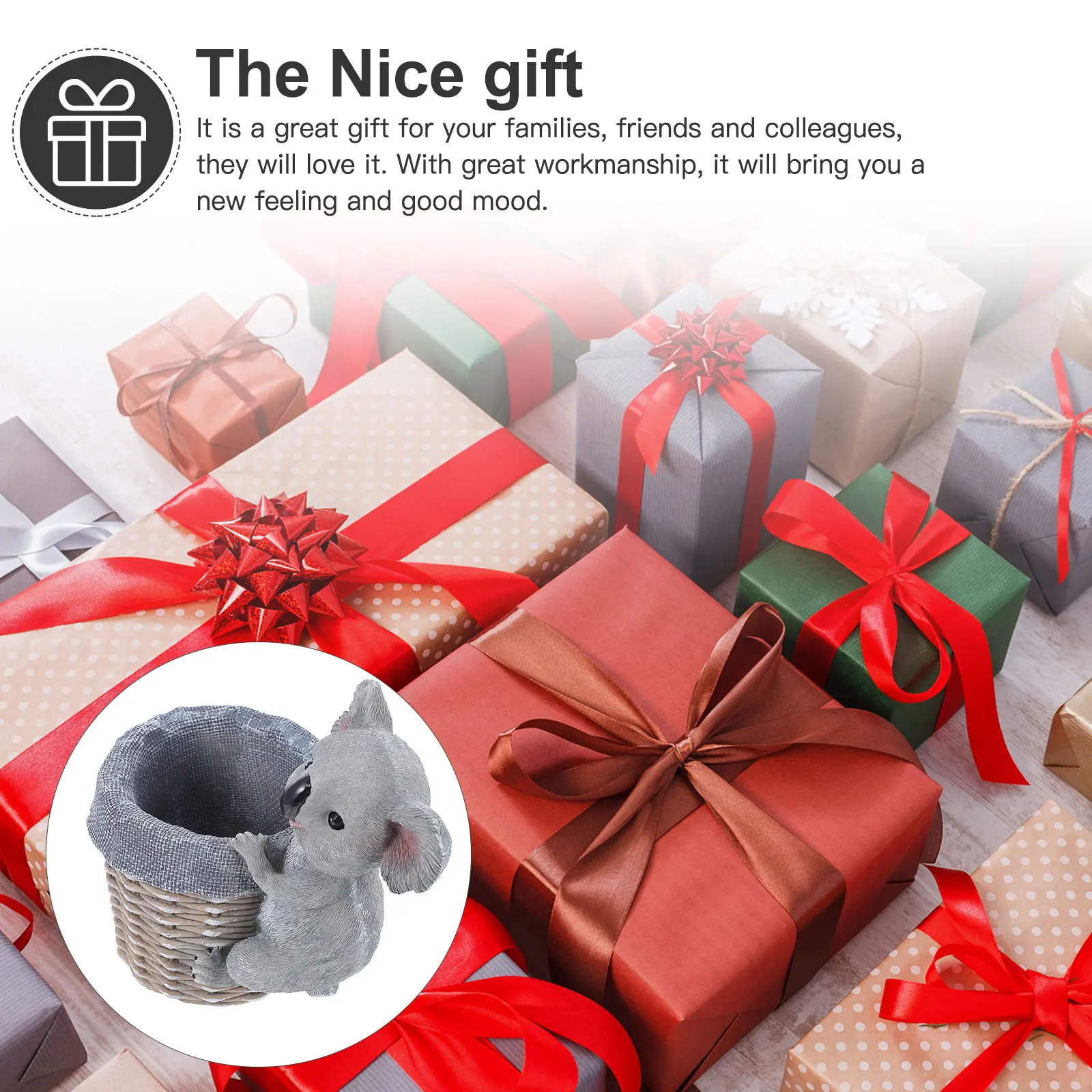 

1Pcs 3D Koala Pen Holder Handicraft Animal Design Resin Decorative Pot for Exquisite Desktop Organization Gift Festival Present