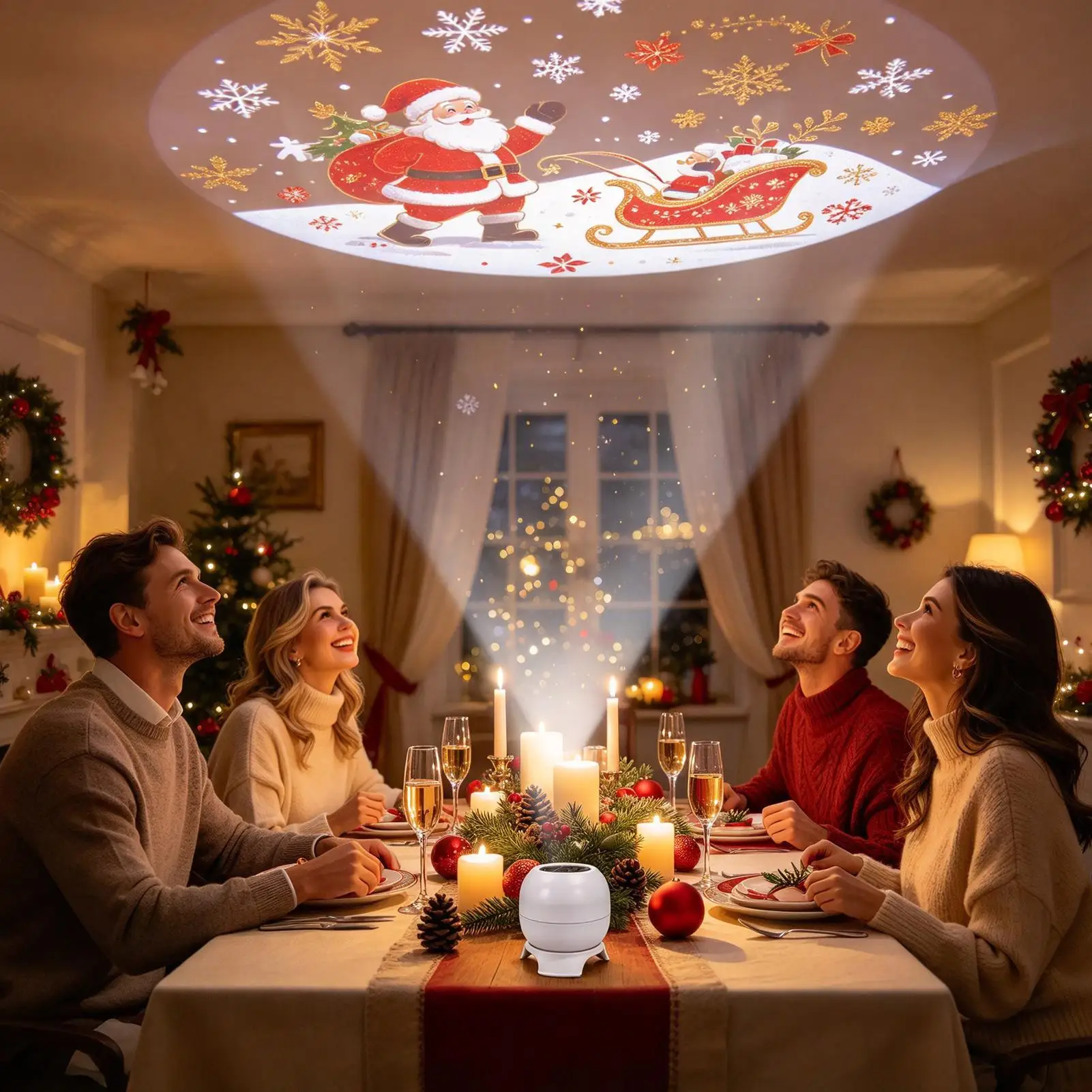 クリスマスプロジェクター。usb接続で簡単に使えるledランプ。屋外、家庭、天井、寝室、リビングなど、様々な場所でクリスマスの夜を彩るプロジェクター。