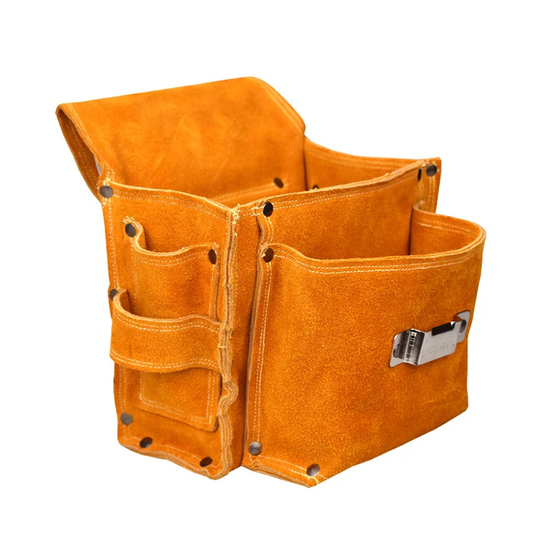 Electrician Tool Bag Storage Bag Waist Bag Tool Organizer Outdoor Gardening Repair Accessories Tool Cowhide Material With Belt