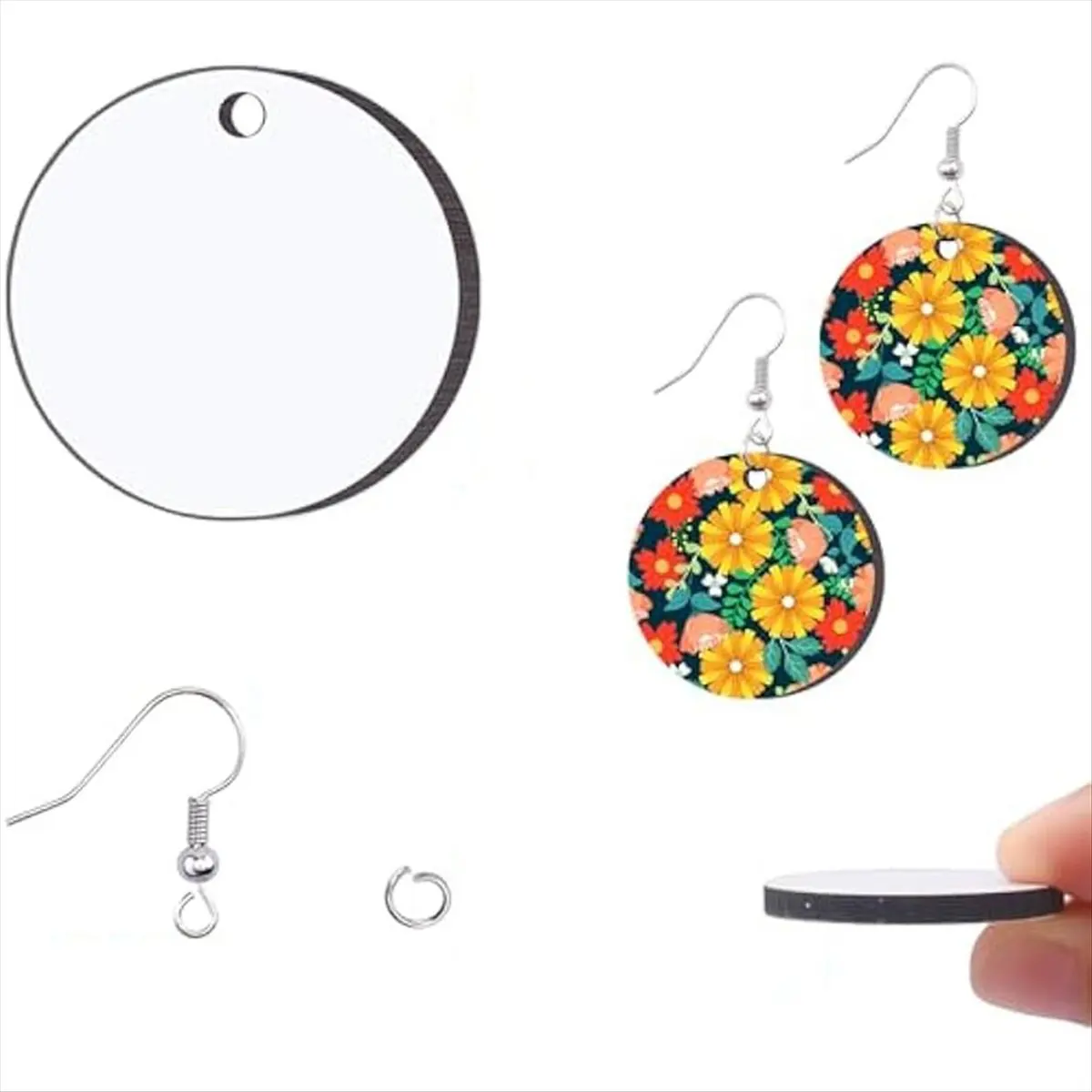 Reliable- 180Pcs Sublimation Earring Blanks with Earring Hooks and Jump Rings Heat Transfer Earring Blank Round Earring Blanks