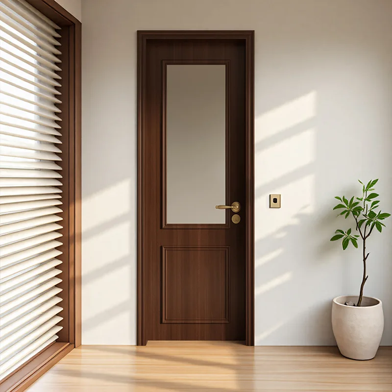 Modern simple aluminum alloy kitchen door household bathroom waterproof and moisture-proof bathroom door toilet door black