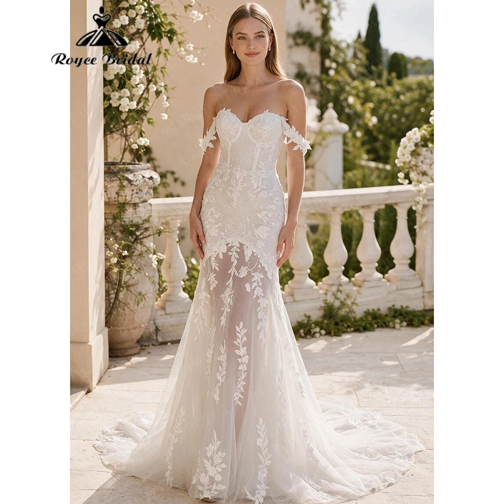 Roycebridal Sweetheart Boho Mermaid Wedding Dresses 2027 Applique Off The Shoulder Beach Bridal Gown Customized vestido de novia