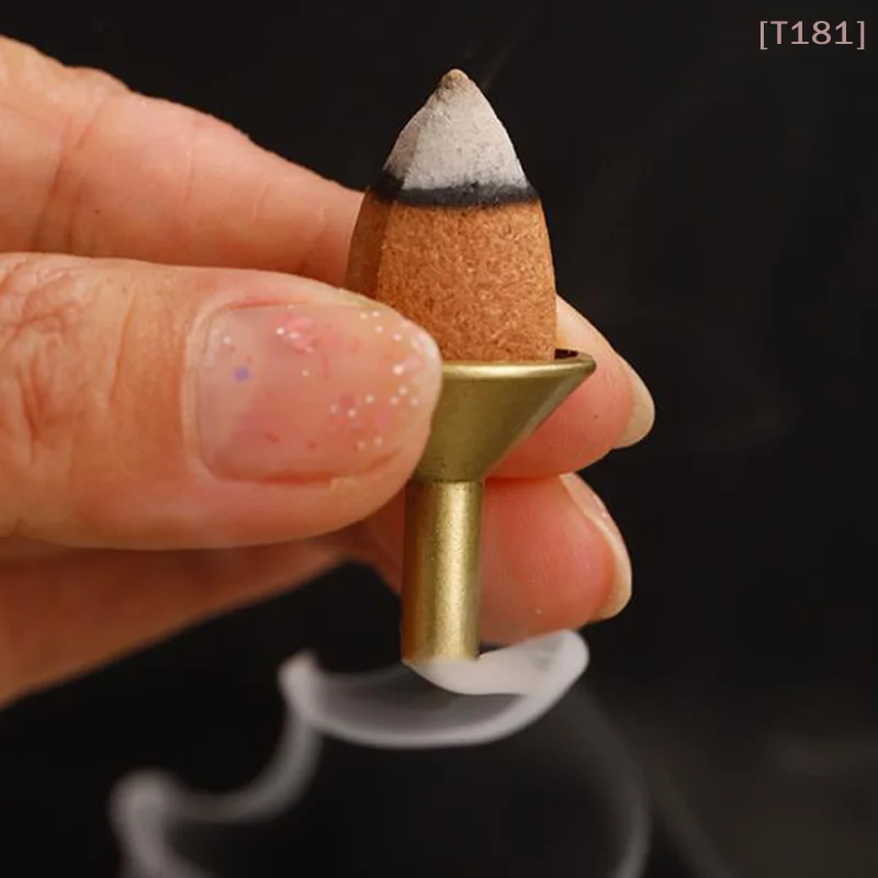 [E] 10pcs Holder Burner Cone Coil Backflow Holders Stick Catcher Ash Waterfall Censer Filter Mini Incent Stand Storage Metal