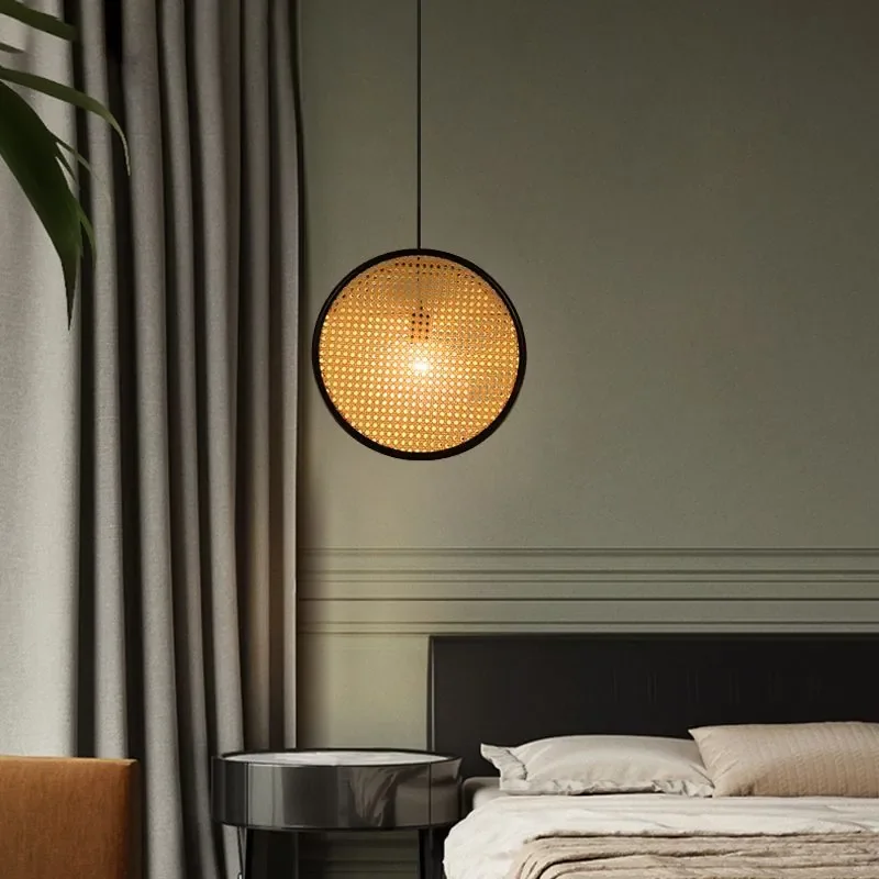 Rattan Lamp Chandelier for Creative Restaurant Bar Zen Tea Room Bed and Breakfast Bedside Decoration New Chinese Circle