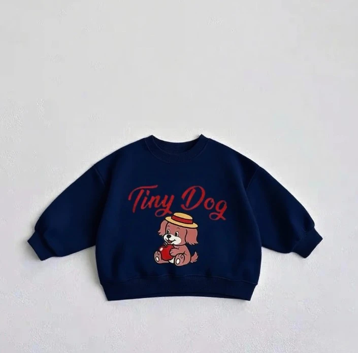 2026 New Arrival Kids Puppy Print Sweatshirt Premium Cotton Tops For All Season Daily Wearing Baby Infant Clothing Toddler Tops