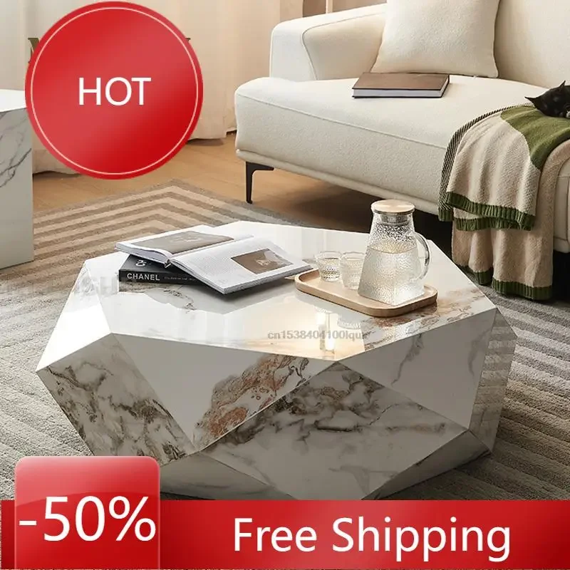 

Diamond Shape Design Tea Table Rock Panel Tables Fashionable Center Coffee Table Rounded Corners Stolik Kawowy Hotel Furniture