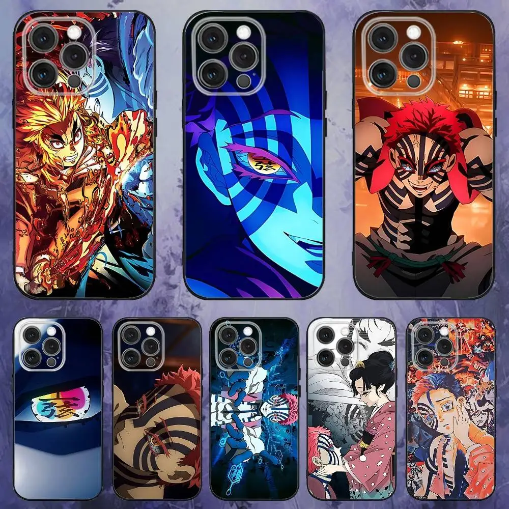 

Phone Case For iPhone 17,16,15,14,13,12,Pro,Max,Plus,E,SE4,Air,Mini Rengoku A-Akaza D-Demon-Slayer Black Soft Box