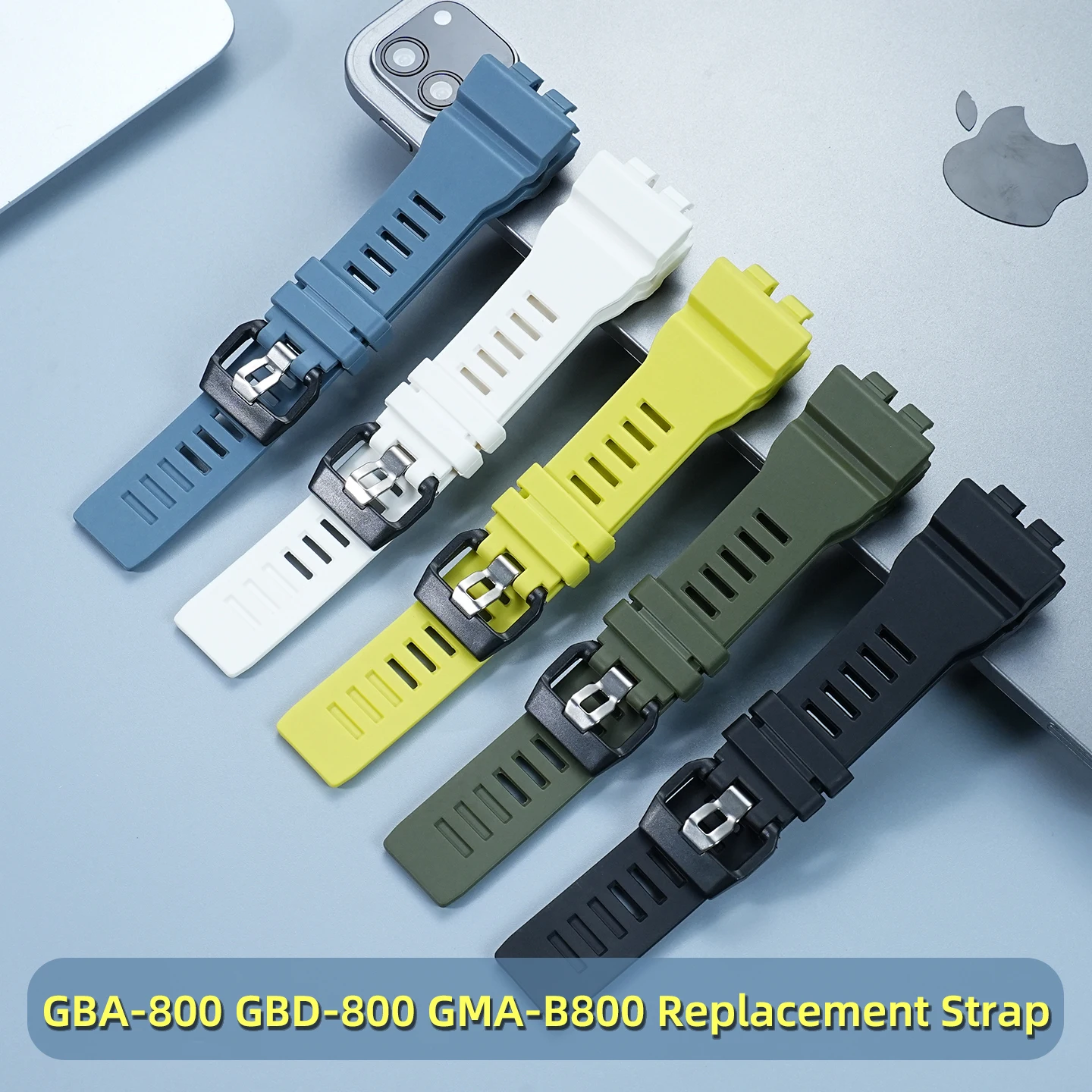 الملونة حزام (استيك) ساعة GBA-800 GBD-800-7/-2 GMA-B800 الرياضة مقاوم للماء حزام ساعة اليد الرجال استبدال الملحقات ل كاسيو 3464/5554