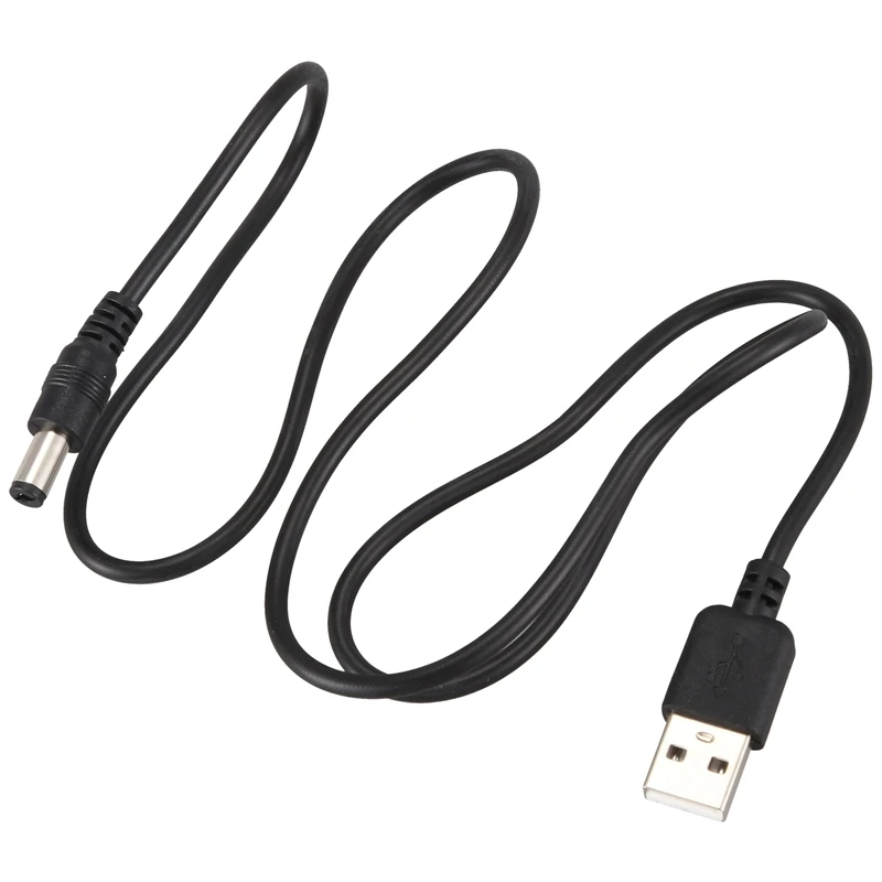 Cable USB 5,5mm/2,1mm 5V DC Barrel Jack Cable de alimentación (negro, 75cm)