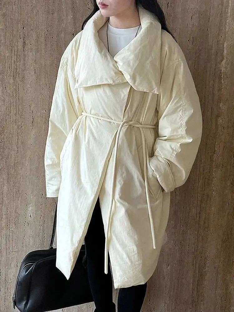 

Абрикосовый теплый пуховик большого размера, новый воротник-стойка с длинным рукавом, теплые женские парки, модные осенне-зимние парки