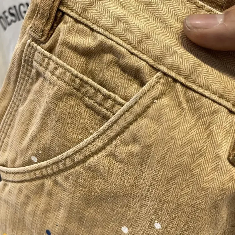 Pantaloncini di jeans larghi da uomo con tasche Pantaloni jeans corti da uomo Larghi dritti Allentati elasticizzati Tendenza 2025 Jorts Bottoni Blu Cowboy Xl
