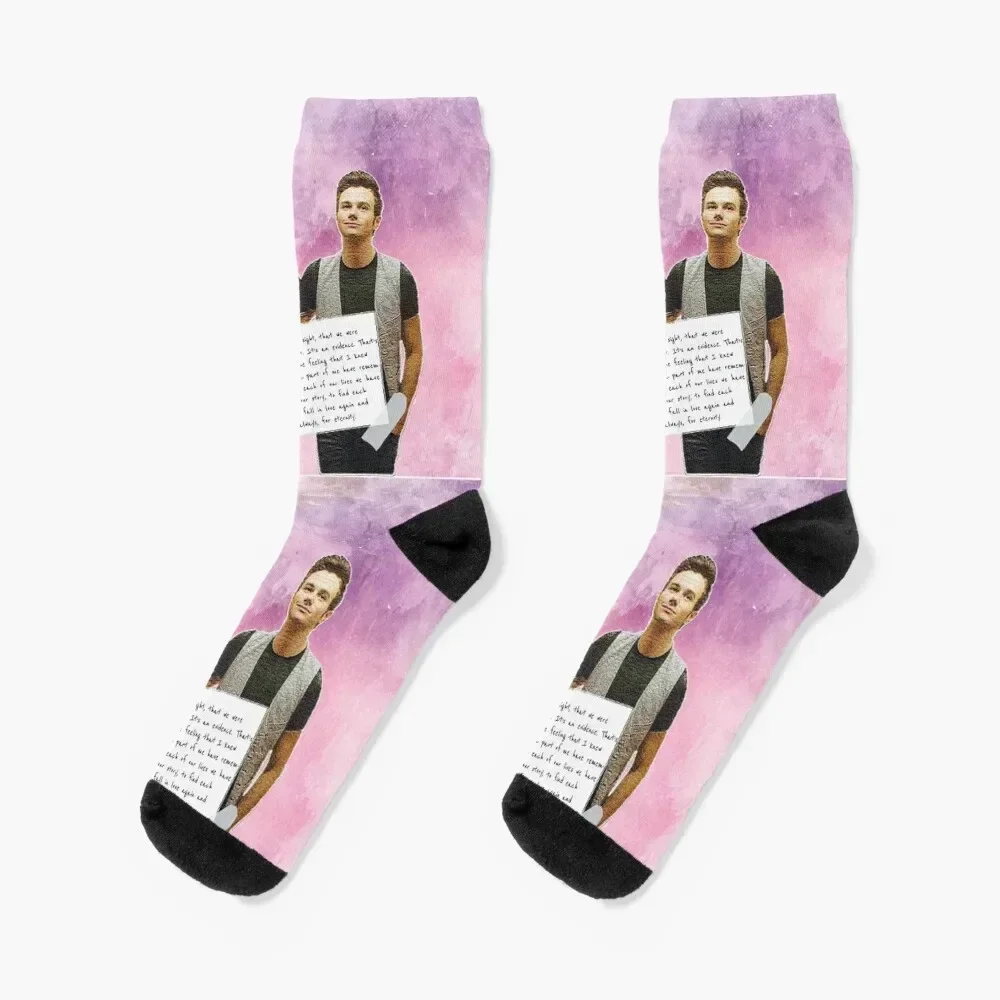 

Glee Klaine Watercolour Socks designer brand happy sport Antiskid soccer Socks For Man Women's