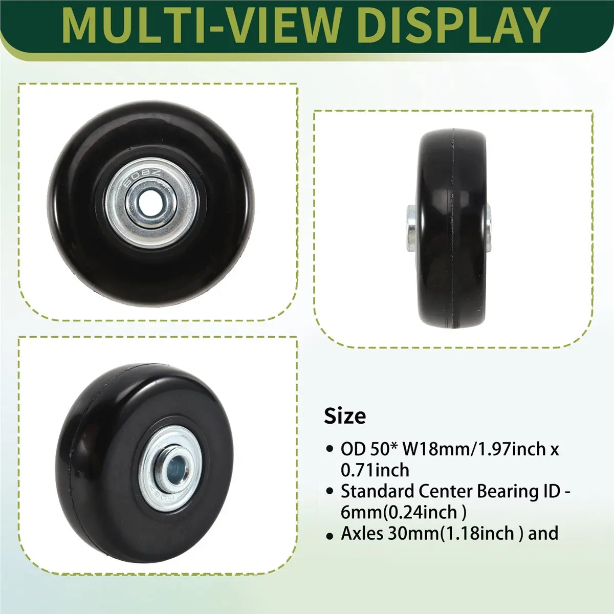 Need 4Pcs Set Luggage Replacement Wheels 50mm with 6mm(0.24In) Bearings Repair Kits ABEC 608Zz for Suitcase and Inline Skate
