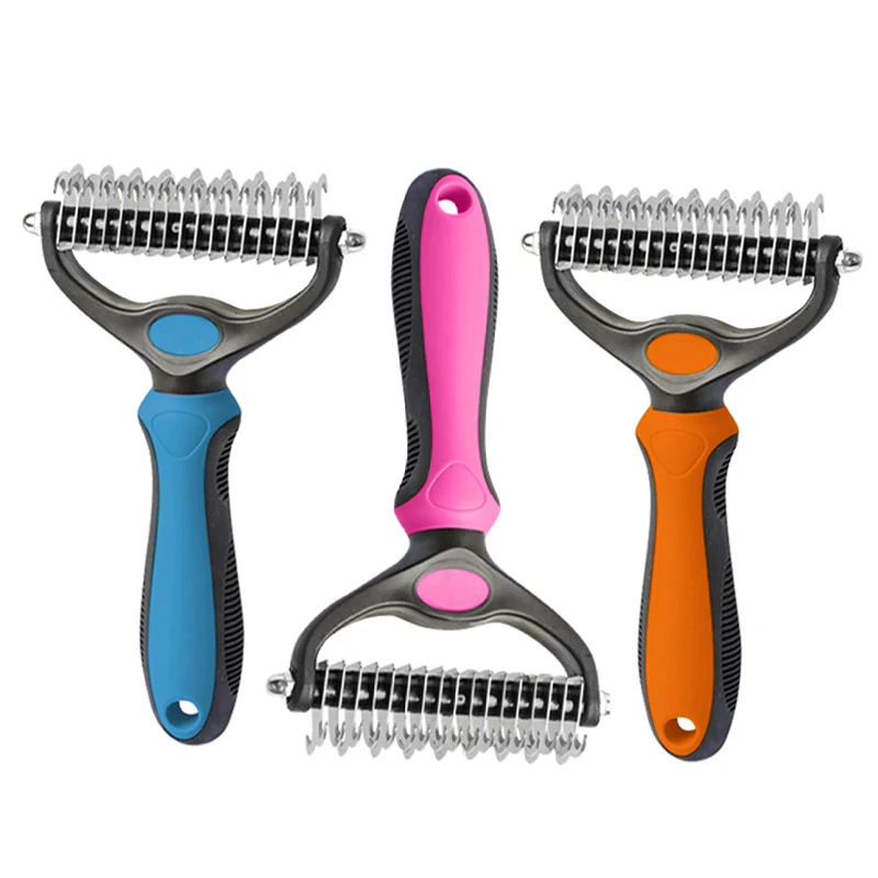 Double-Sided Pet Detangling Comb, Cat and Dog Hair Removal Comb, Blade-Style Comb for Cleaning Hair Knots and Loose Hair, Double-Tooth Comb for Dogs and Cats - view 4