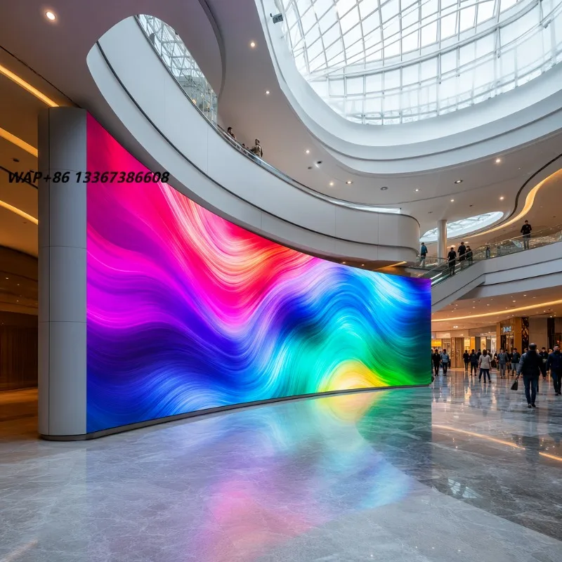 P0.9 P1.2 P1.5 P1.8 P2 P2.5 P3 P4 Canbest Digital Flexible Curved Soft Led Display Screen Column Cylinder Round Ring Video Wall
