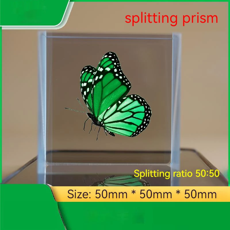 Transparent small TV holocubic 50mm beamsplitting prism large prism lithium battery charge and discharge Bionic butterfly