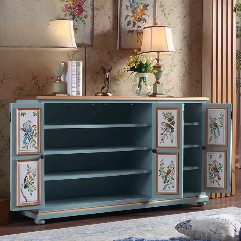 Flowers and birds all solid wood activity baffle shoe cabinet dining edge folding door porch partition