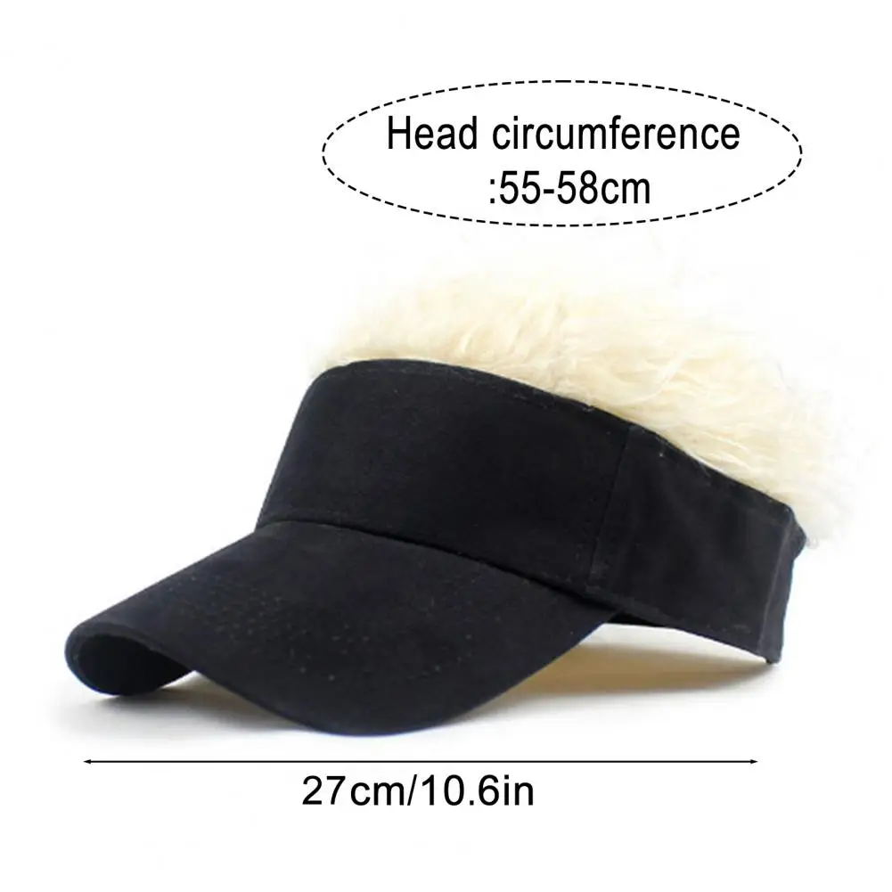 Novelty Sun Visor Cap With Fake Hair Adjustable Peaked Wig Baseball Hat With Spiked Short Hair Hip Hop Hat For Fancy Performance