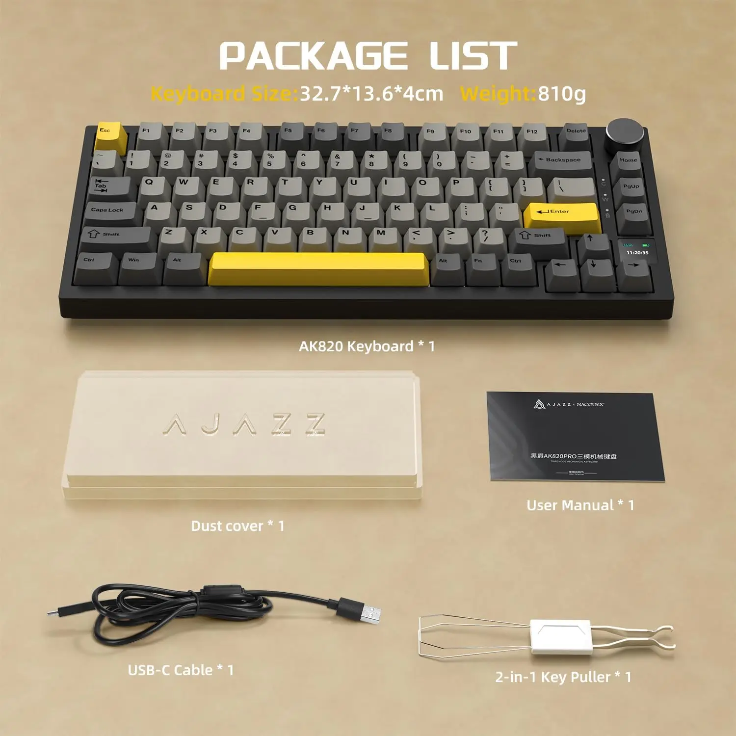 Teclado mecánico inalámbrico AJAZZ AK820 Pro, imagen 8