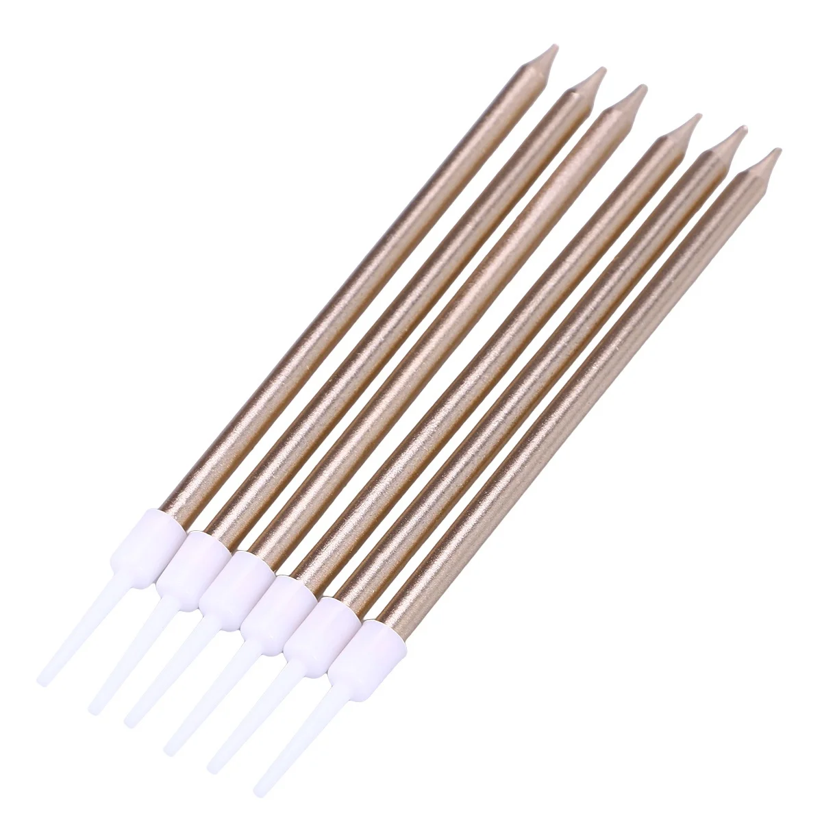 24Pcs Golden Slender Glitter Cake Candles Birthday Wedding Party Anniversary Celebration Decorations Cake Candles