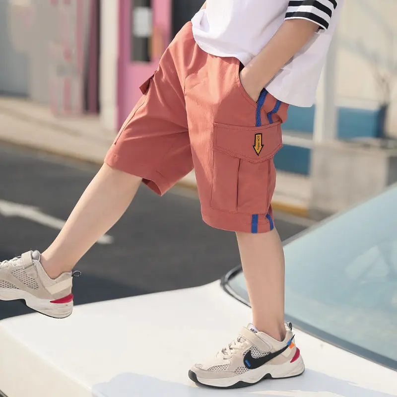 

Boys Clothing Summer 2023 New Kids Loose Elastic Waist Contrasting Colors Spliced Pocket Fashion Casual Handsome Thin Shorts