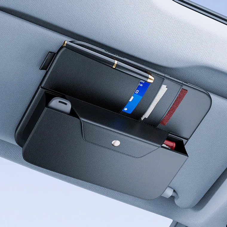 Sun Visor Organizer Holder for Car with Magnetic Closure and Multiple Compartments for Glasses Cards Tickets Storage