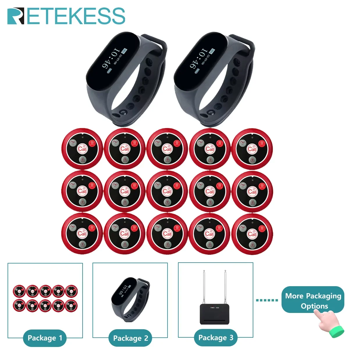 

RETEKESS Restaurant Pager Wireless Waiter Calling System TD112 Waterproof Watch Pager Receiver T117 Call Buttons for Cafe Bar