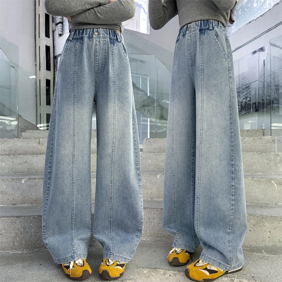 

Slim Fit Child Curved Jeans For Teen Girls Fashion Straight Cut Denim Trousers Kids Fashion Spring Jeans Pants Age 5 To 14 Years