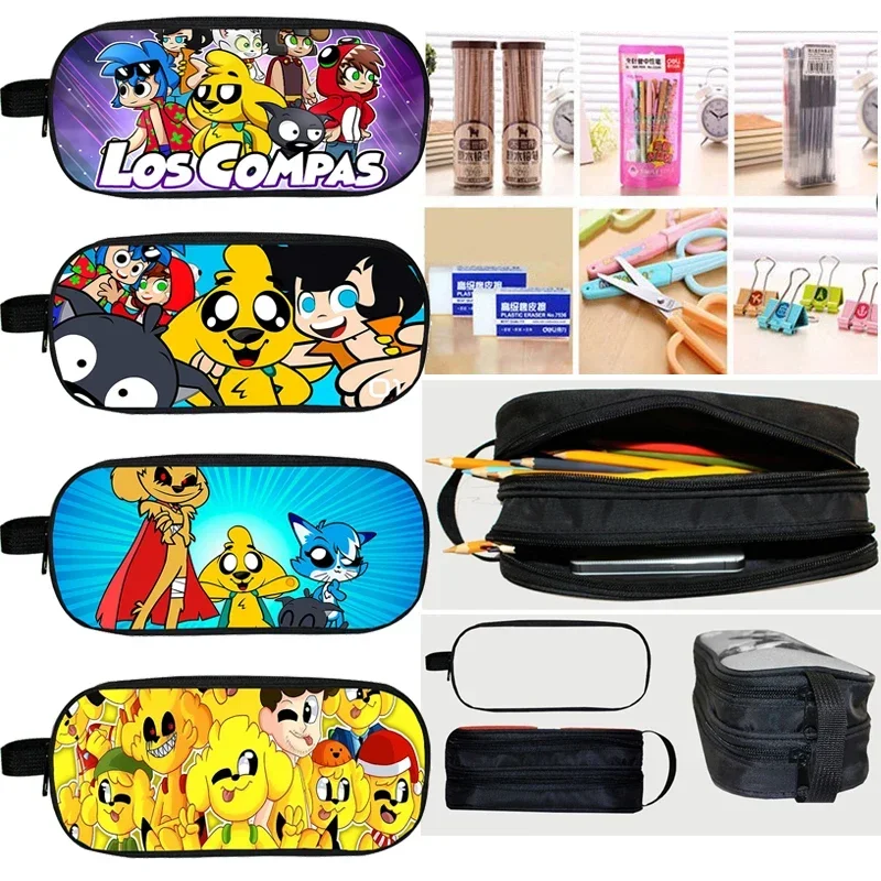 Estuche para lápices Los Compas, estuches para cosméticos, estuche para lápices para niños, suministros escolares, bolsa para bolígrafos Mikecrack, caja de papelería con dibujos animados Compadretes