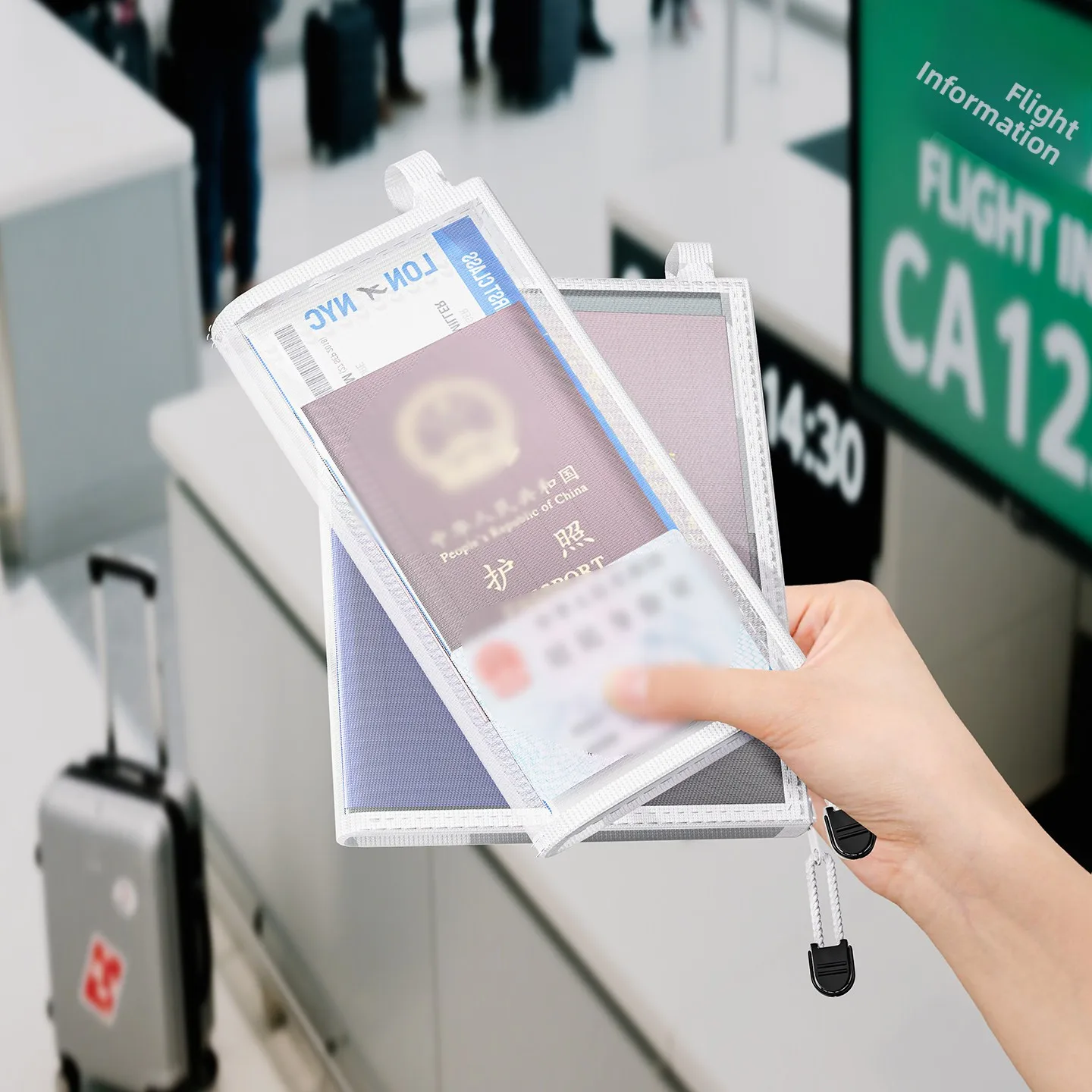 ポータブル旅行用パスポート収納バッグ-idカードホルダー保護カバー-a4ドキュメントケース-荷物請求書チケットカードバッグ