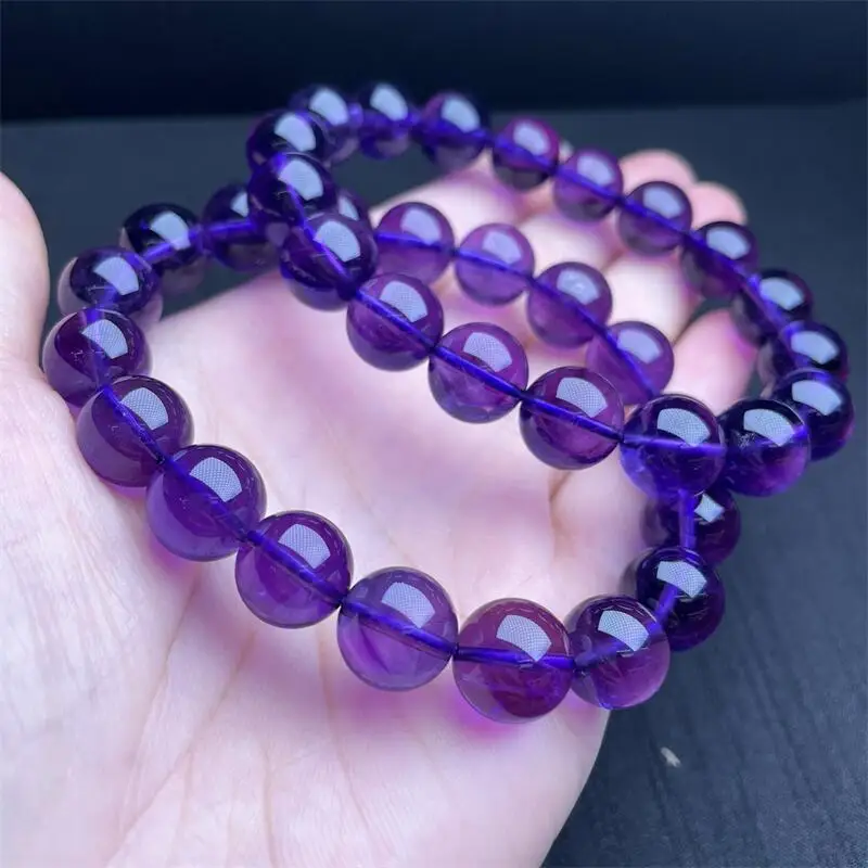 12MM Natural Amethyst Bracelet Women Energy Bead Reiki Healing Fengshui Stone Jewelry Holiday Gifts 1PCS