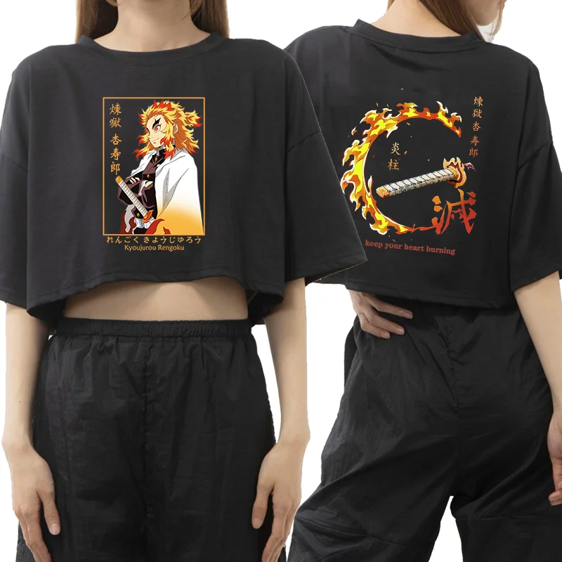 New Anime Rengoku Kyoujurou Printed Short T-Shirt Women's Fashion Outdoor Street Cool Shirt Women's Short T-Shirt Tops