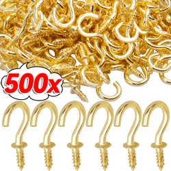 50-500pcs Mini Screw-in Hook Extend Ceiling Self-Tapping Screw Hooks Iron Hanger for Outdoor String Lights Hanging Plant Mug Cup