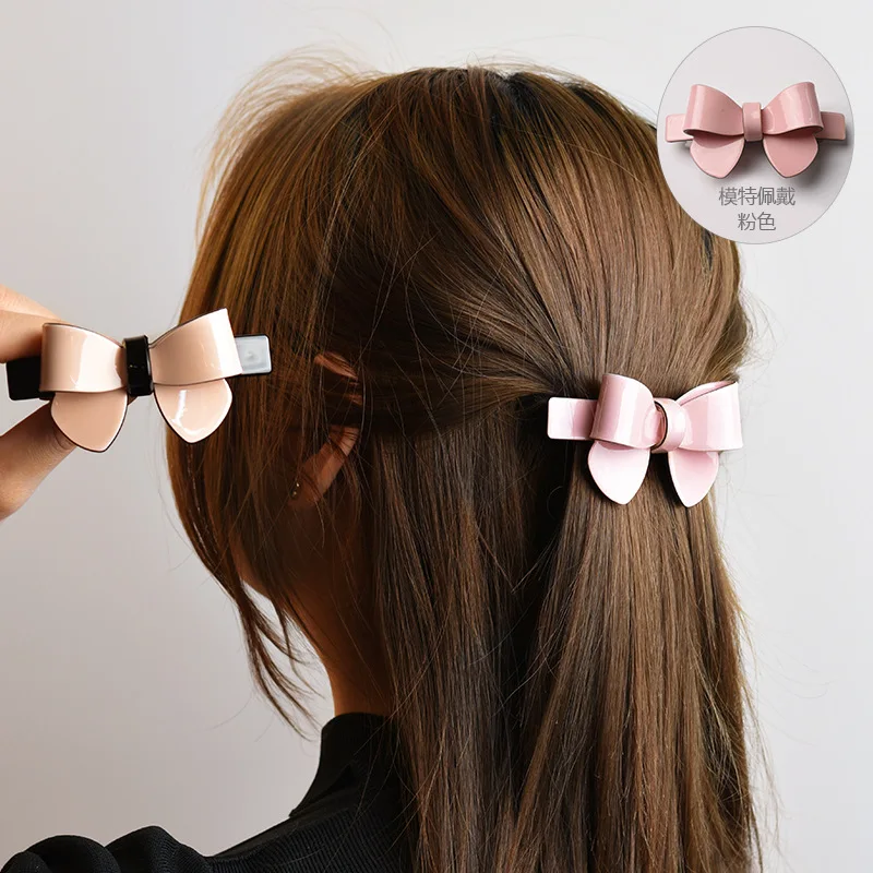 8.6cm Mini Acrylic Material Bow Shape Hair Accessories Side Hair Clip New Hairpin for Women Decoration